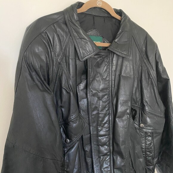Hill & Archer Black Leather Bomber Jacket | Zip Snap Front Lined Classic Fit 46 - Picture 4 of 7